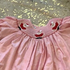 Girls smocked Santa dress